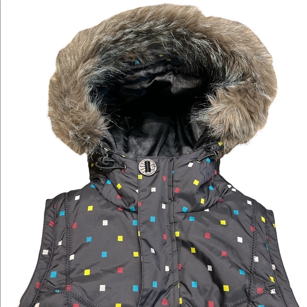 Burton Jacket Vest Dry Ride fur trimmed Hood full Zip SZ XS